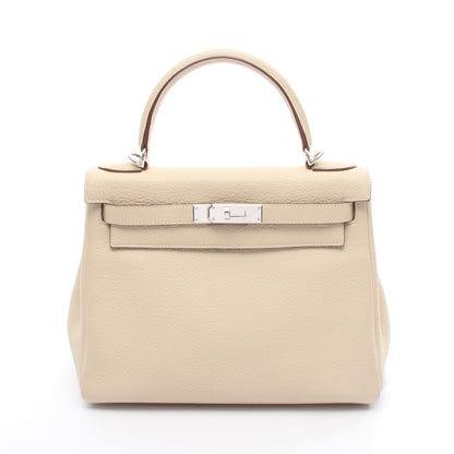 ケリー28 パルシュマン ハンドバッグ トリヨンクレマンス アイボリー シルバー金具 2WAY □L刻印 エルメス バッグ HERMES