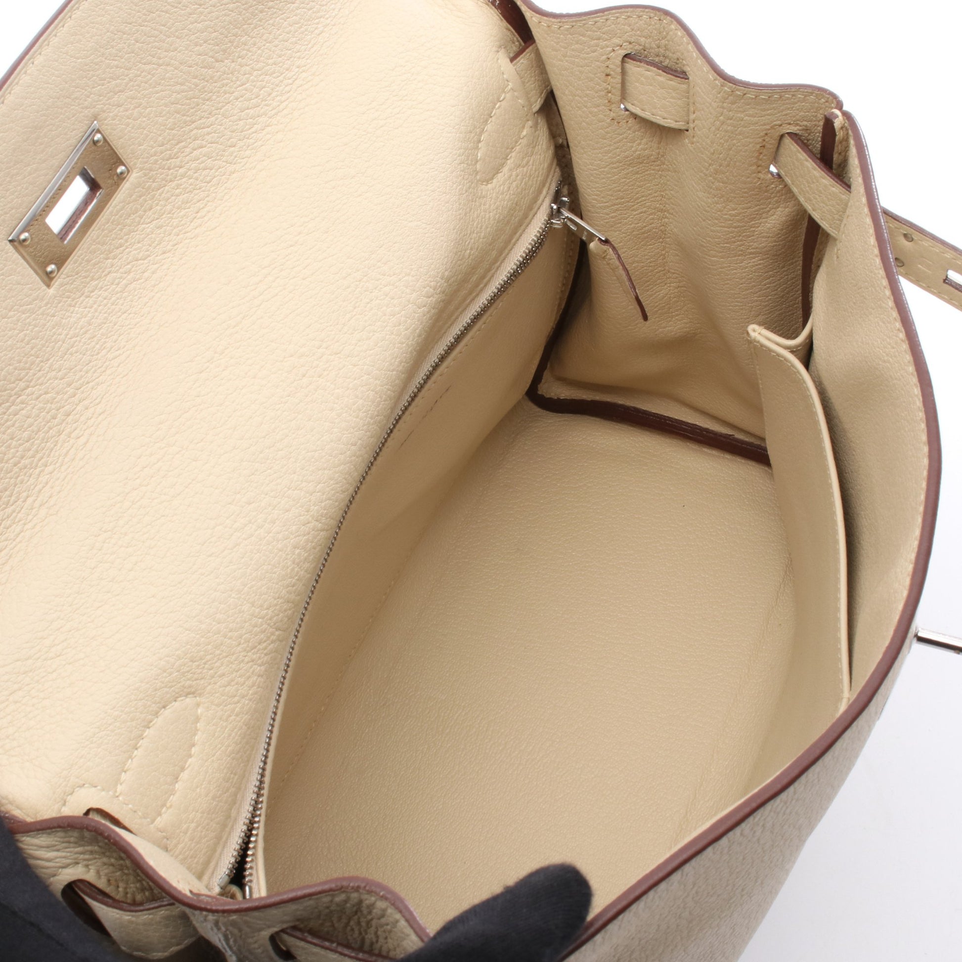 ケリー28 パルシュマン ハンドバッグ トリヨンクレマンス アイボリー シルバー金具 2WAY □L刻印 エルメス バッグ HERMES
