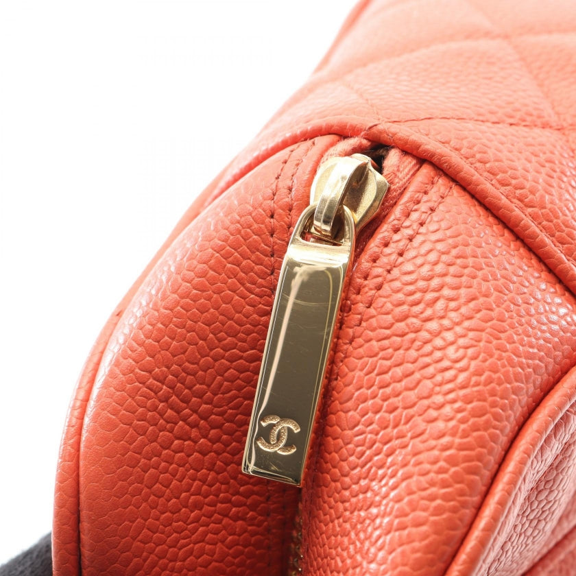 マトラッセ ハンドバッグ キャビアスキン コーラルオレンジ ゴールド金具 シャネル バッグ CHANEL