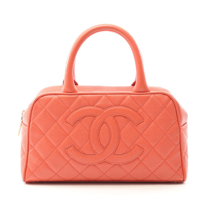 マトラッセ ハンドバッグ キャビアスキン コーラルオレンジ ゴールド金具 シャネル バッグ CHANEL