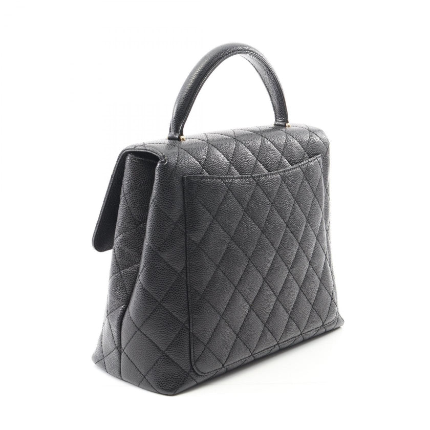 マトラッセ ハンドバッグ キャビアスキン ブラック ゴールド金具 シャネル バッグ CHANEL