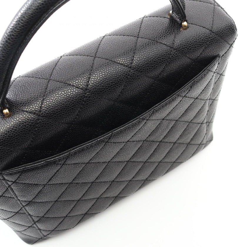 マトラッセ ハンドバッグ キャビアスキン ブラック ゴールド金具 シャネル バッグ CHANEL