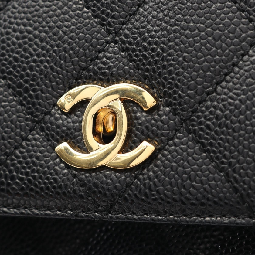 マトラッセ ハンドバッグ キャビアスキン ブラック ゴールド金具 シャネル バッグ CHANEL