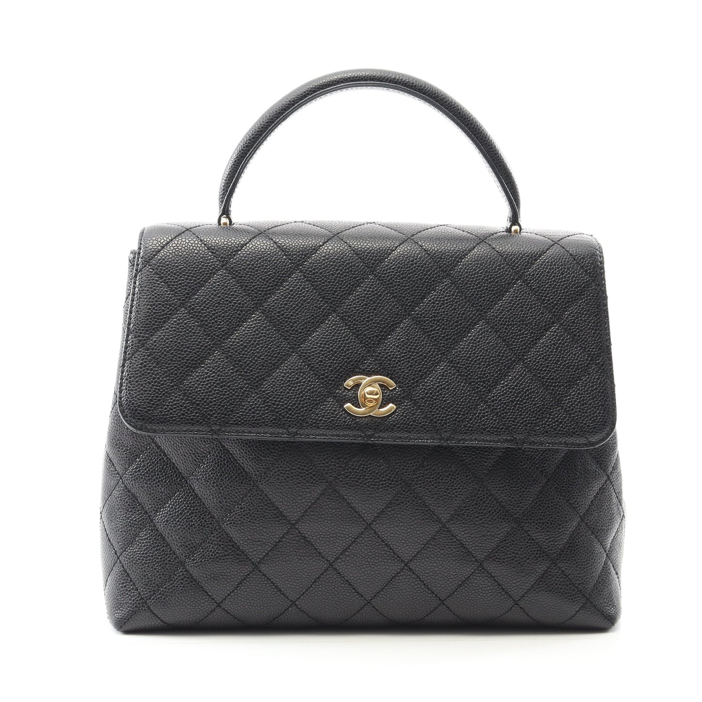マトラッセ ハンドバッグ キャビアスキン ブラック ゴールド金具 シャネル バッグ CHANEL