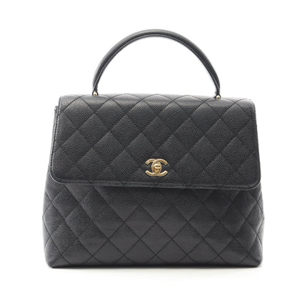 マトラッセ ハンドバッグ キャビアスキン ブラック ゴールド金具 シャネル バッグ CHANEL