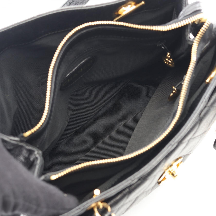 マトラッセ チェーンショルダーバッグ チェーントートバッグ キャビアスキン ブラック ゴールド金具 シャネル バッグ CHANEL