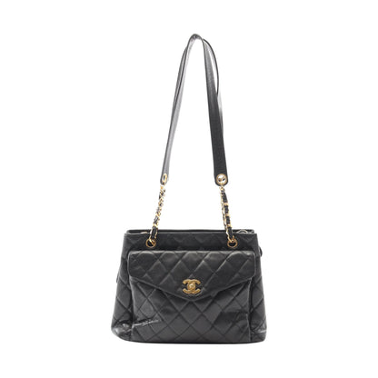 マトラッセ チェーンショルダーバッグ チェーントートバッグ キャビアスキン ブラック ゴールド金具 シャネル バッグ CHANEL
