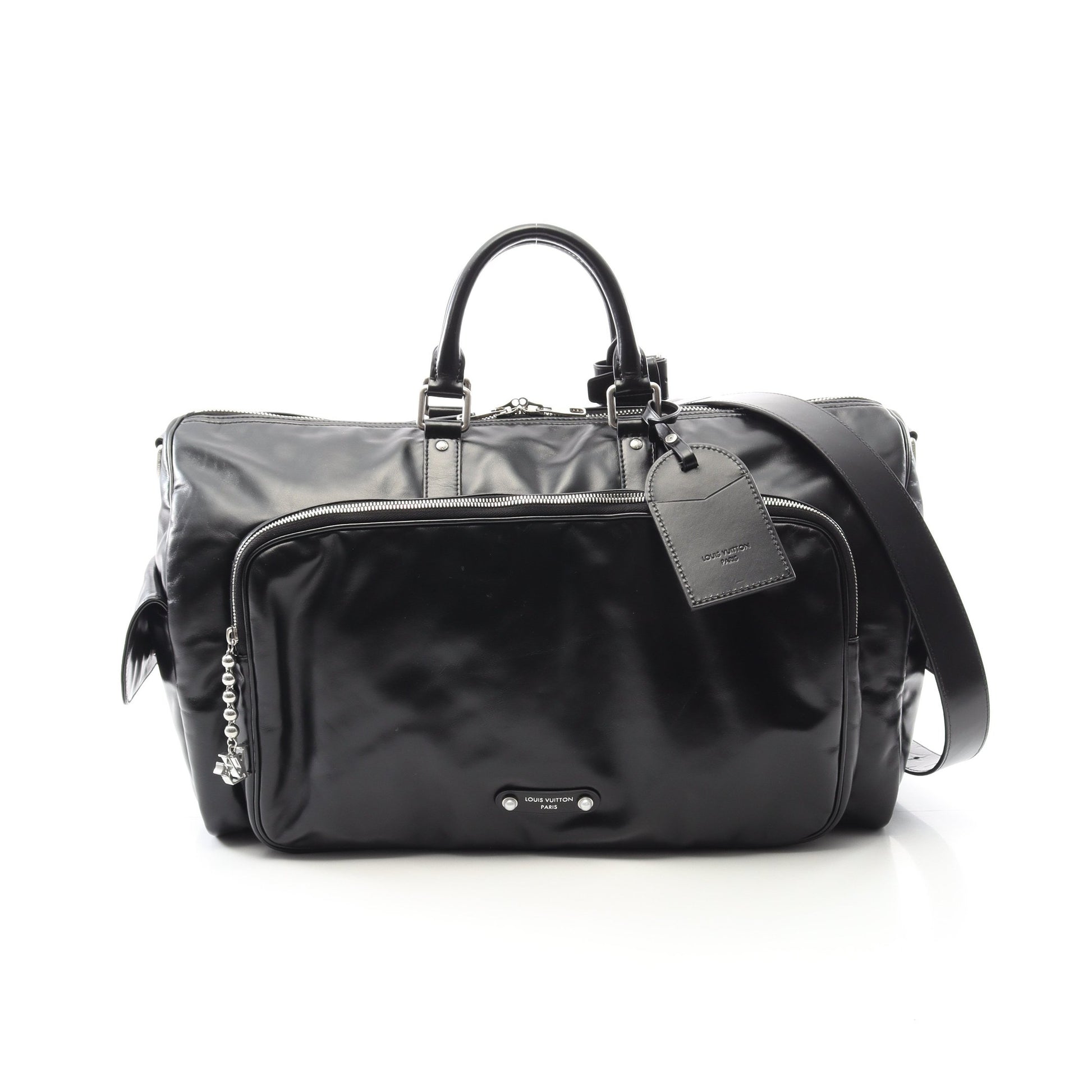 キーポル カーゴ バンドリエール 50 LVナイト ボストンバッグ レザー ブラック 2WAY ルイヴィトン バッグ LOUIS VUITTON