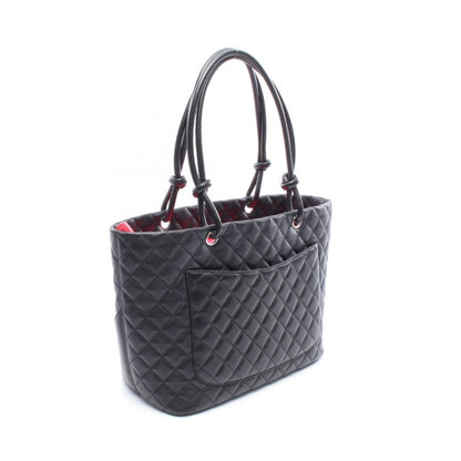 カンボンライン ラージ ショルダーバッグ トートバッグ レザー ブラック シルバー金具 シャネル バッグ CHANEL