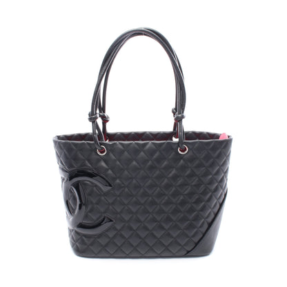 カンボンライン ラージ ショルダーバッグ トートバッグ レザー ブラック シルバー金具 シャネル バッグ CHANEL