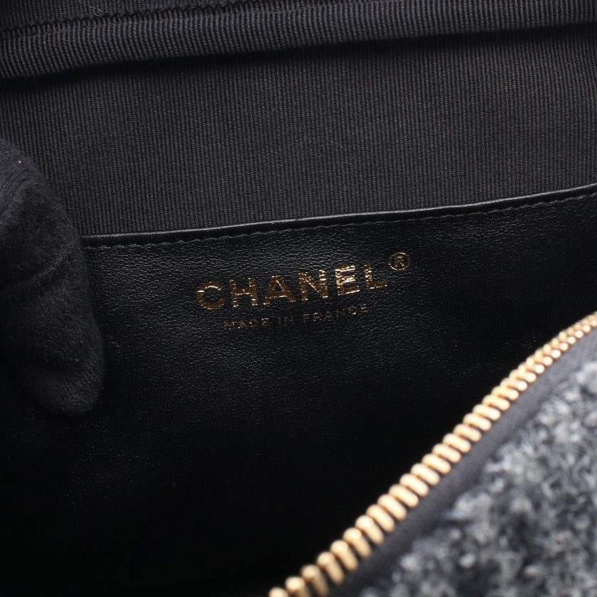 マトラッセ Wチェーンショルダーバッグ ツイード ウール ブラック ホワイト グレー ゴールド金具 シャネル バッグ CHANEL