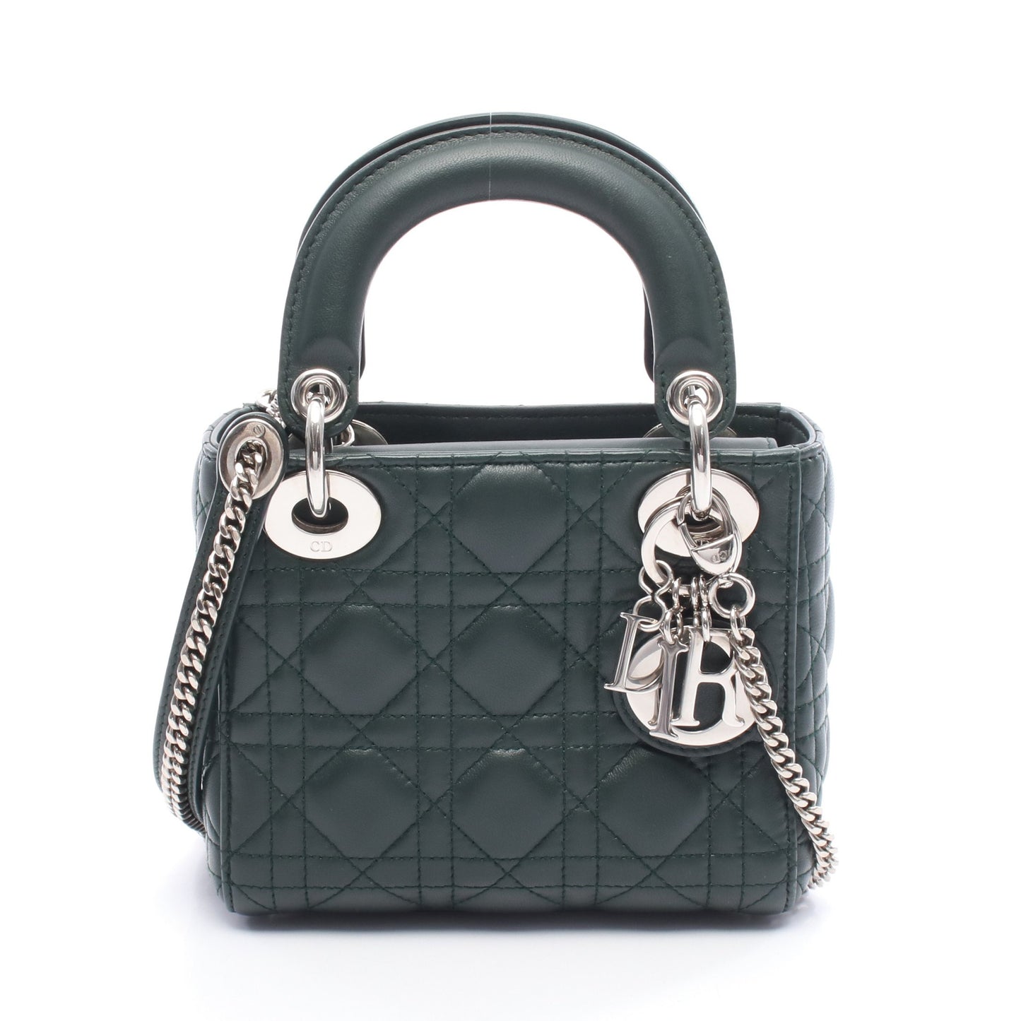 レディディオール ミニ ハンドバッグ レザー ダークグリーン クリスチャンディオール バッグ Christian Dior