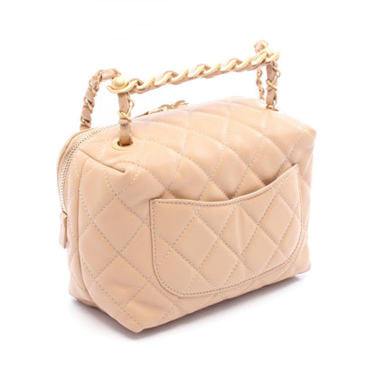 マトラッセ スモール ボーリングバッグ チェーンショルダーバッグ レザー ベージュ ゴールド金具 シャネル バッグ CHANEL