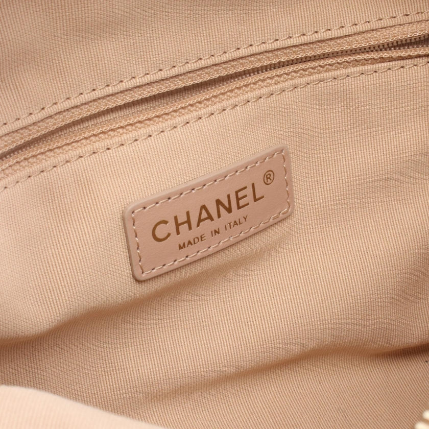 マトラッセ スモール ボーリングバッグ チェーンショルダーバッグ レザー ベージュ ゴールド金具 シャネル バッグ CHANEL