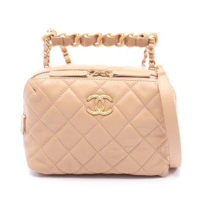 マトラッセ スモール ボーリングバッグ チェーンショルダーバッグ レザー ベージュ ゴールド金具 シャネル バッグ CHANEL