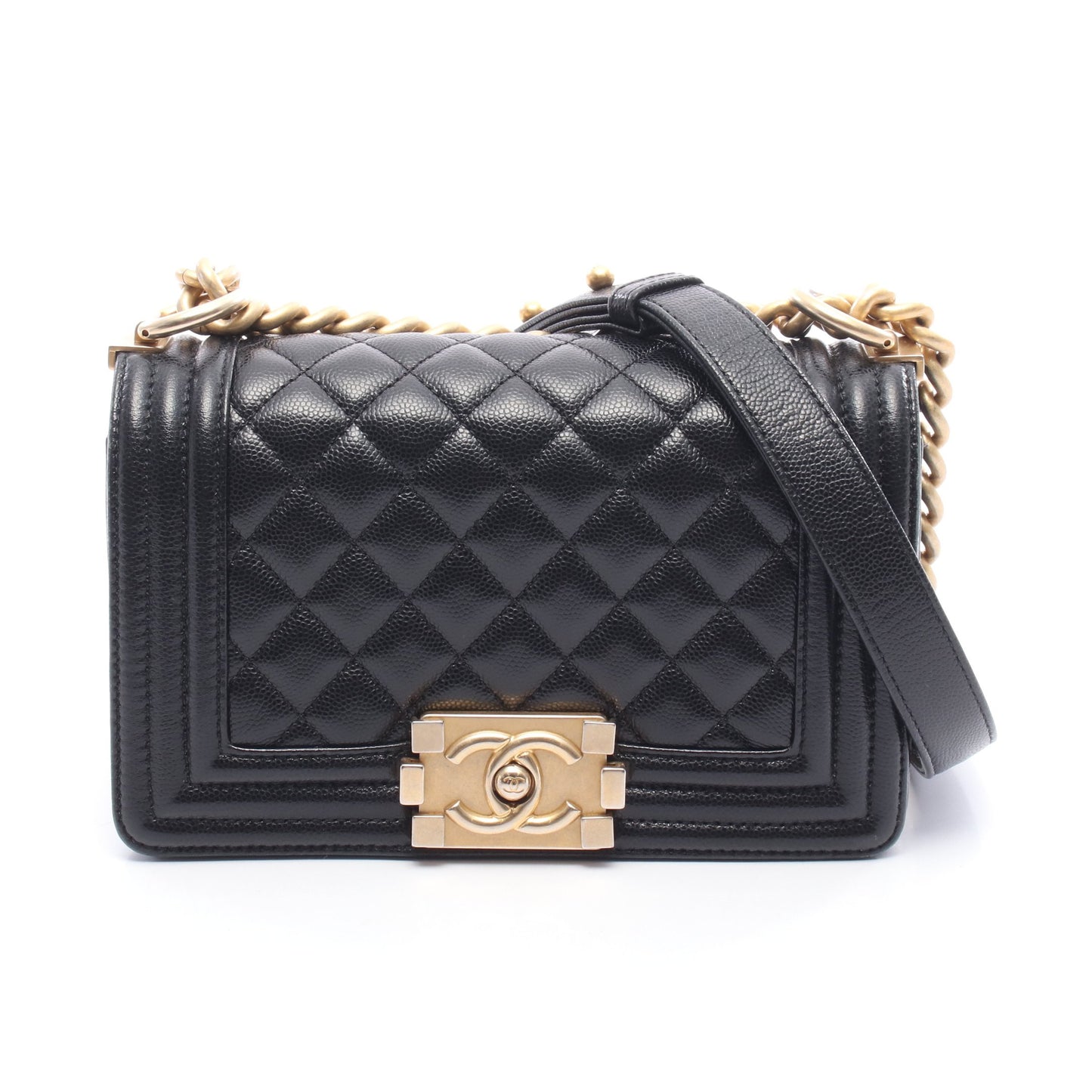 ボーイシャネル スモール チェーンショルダーバッグ キャビアスキン ブラック ゴールド金具 シャネル バッグ CHANEL