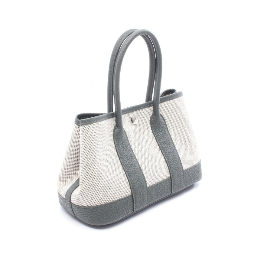 ネオガーデン23 ハンドバッグ トワルアッシュ レザー グレーグリーン ベージュ シルバー金具 K刻印 エルメス バッグ HERMES