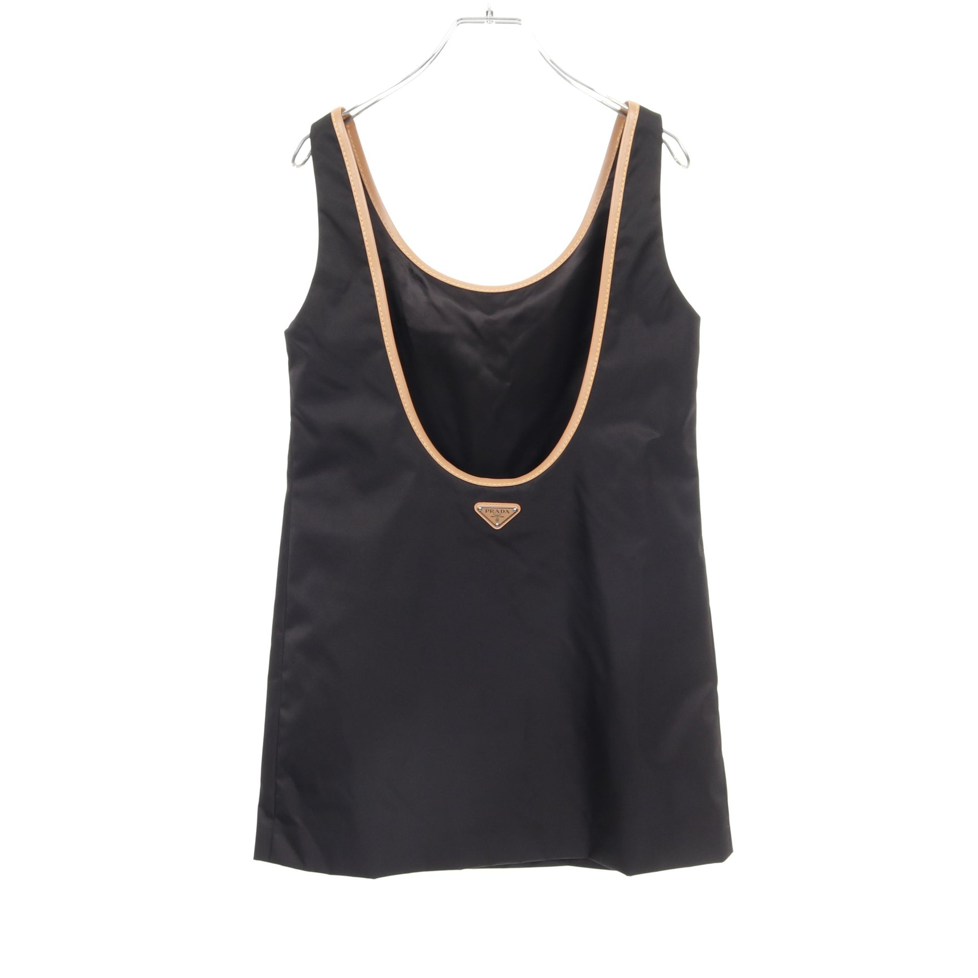 RE-NYLON ミニドレス ワンピース ナイロン レザー ブラック ベージュ プラダ ワンピース PRADA