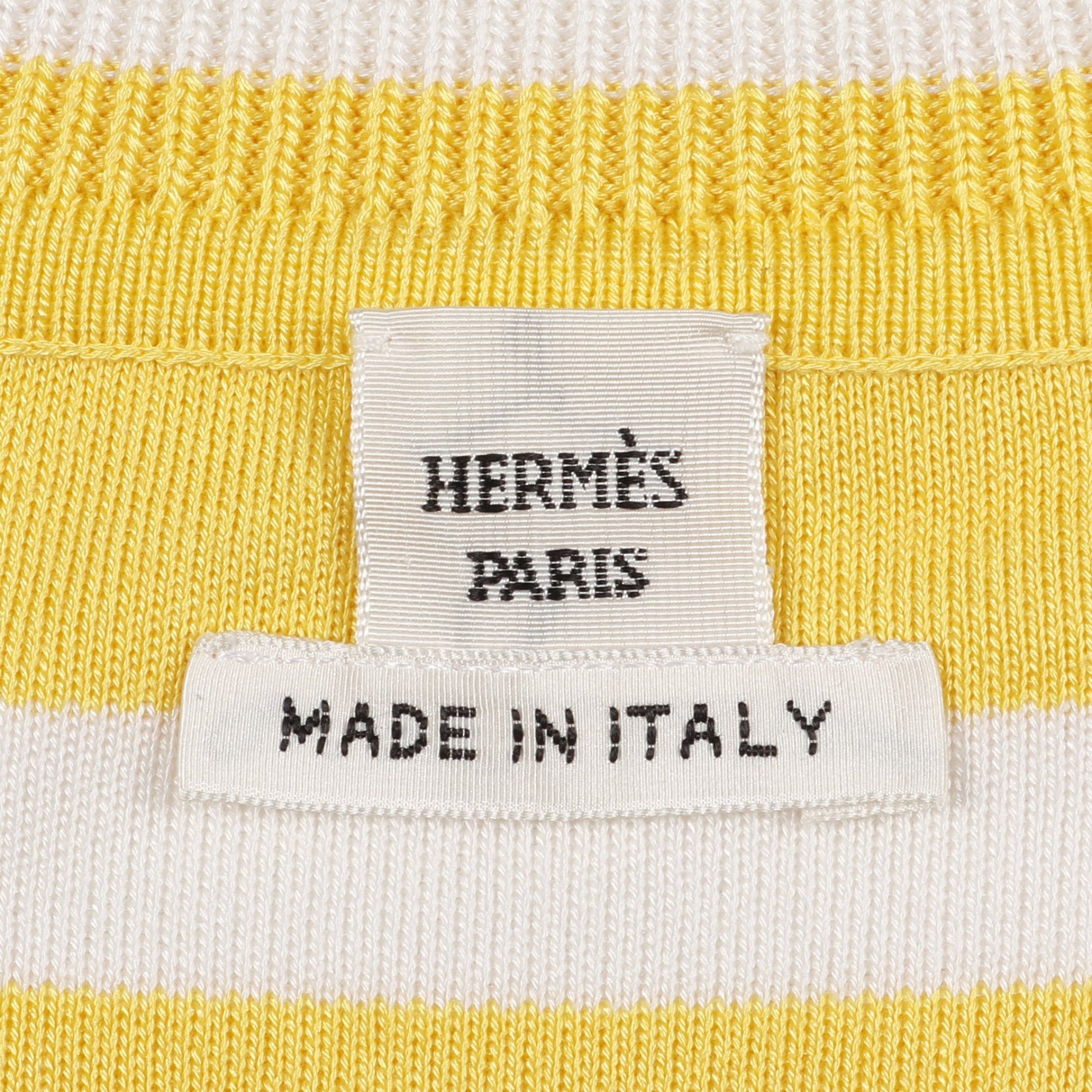 ツイルレーヌ カーディガン ボーダー シルク イエロー ホワイト エルメス トップス HERMES