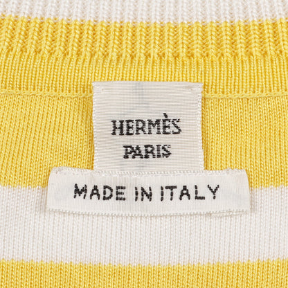ツイルレーヌ カーディガン ボーダー シルク イエロー ホワイト エルメス トップス HERMES