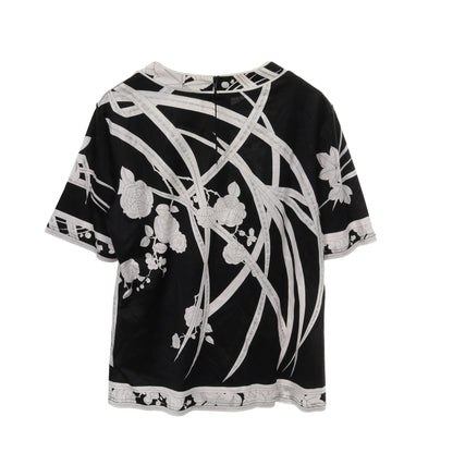 ブラウス 花柄 シルク ブラック オフホワイト レオナールファッション トップス LEONARD FASHION