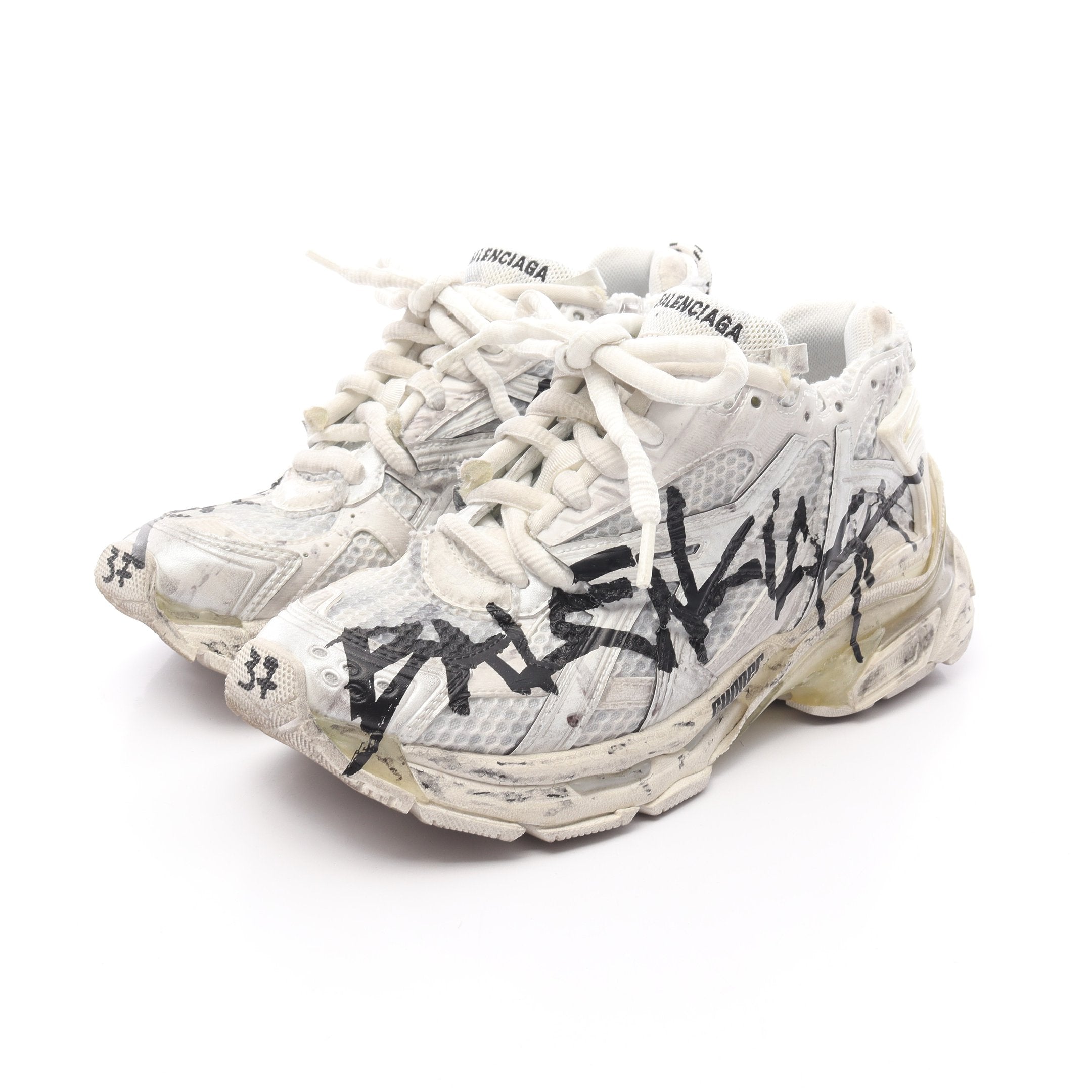 SMOOTH LEATHER RUNNER スニーカー ファブリック グレー バレンシアガ