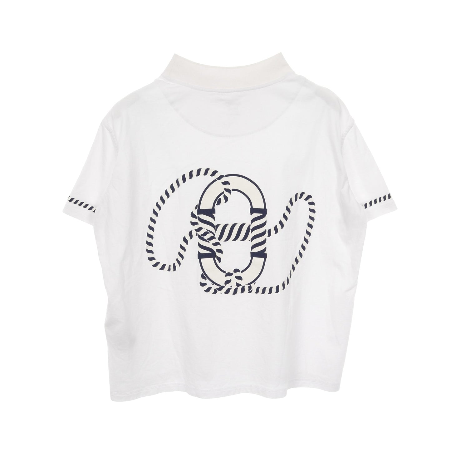 カノエ Tシャツ モックネック 半袖 コットン ホワイト ネイビー エルメス トップス HERMES
