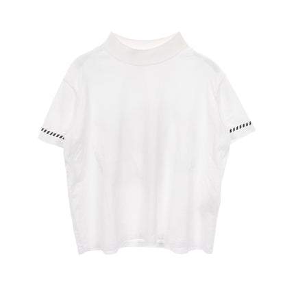 カノエ Tシャツ モックネック 半袖 コットン ホワイト ネイビー エルメス トップス HERMES