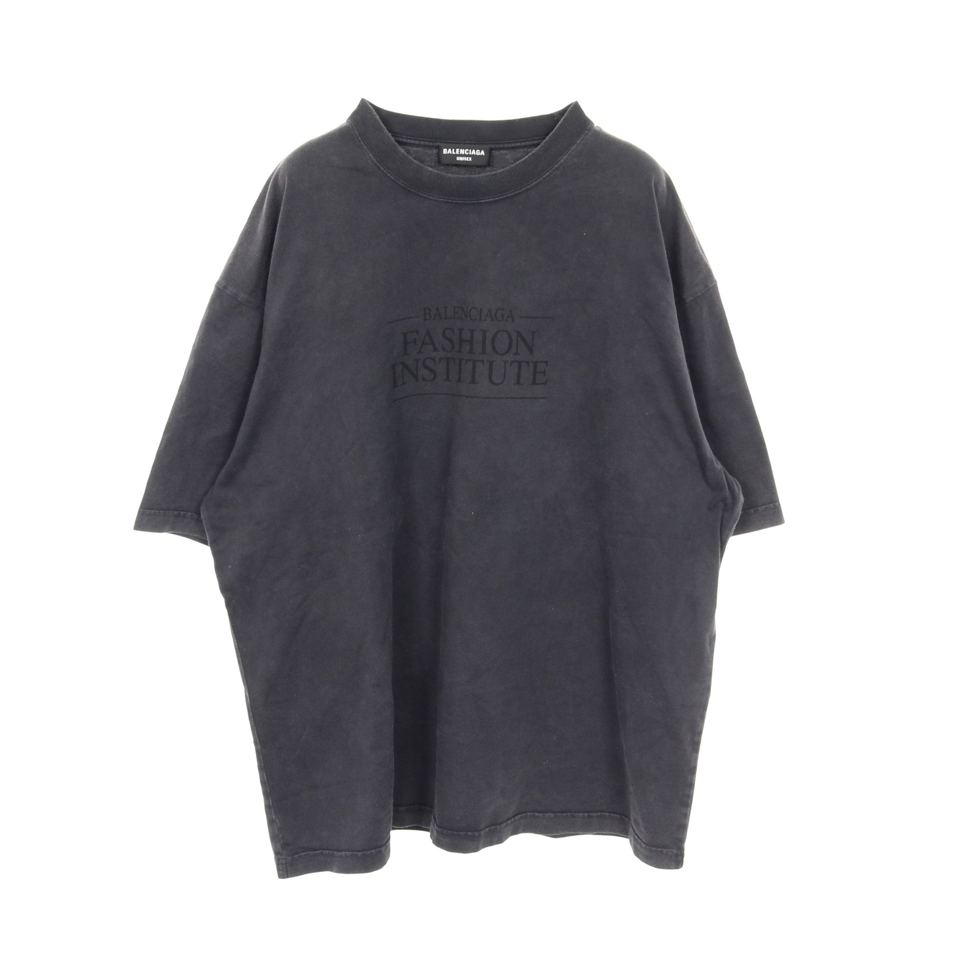 FASHION INSTITUTE Tシャツ クルーネック コットン ダークグレー バレンシアガ トップス BALENCIAGA
