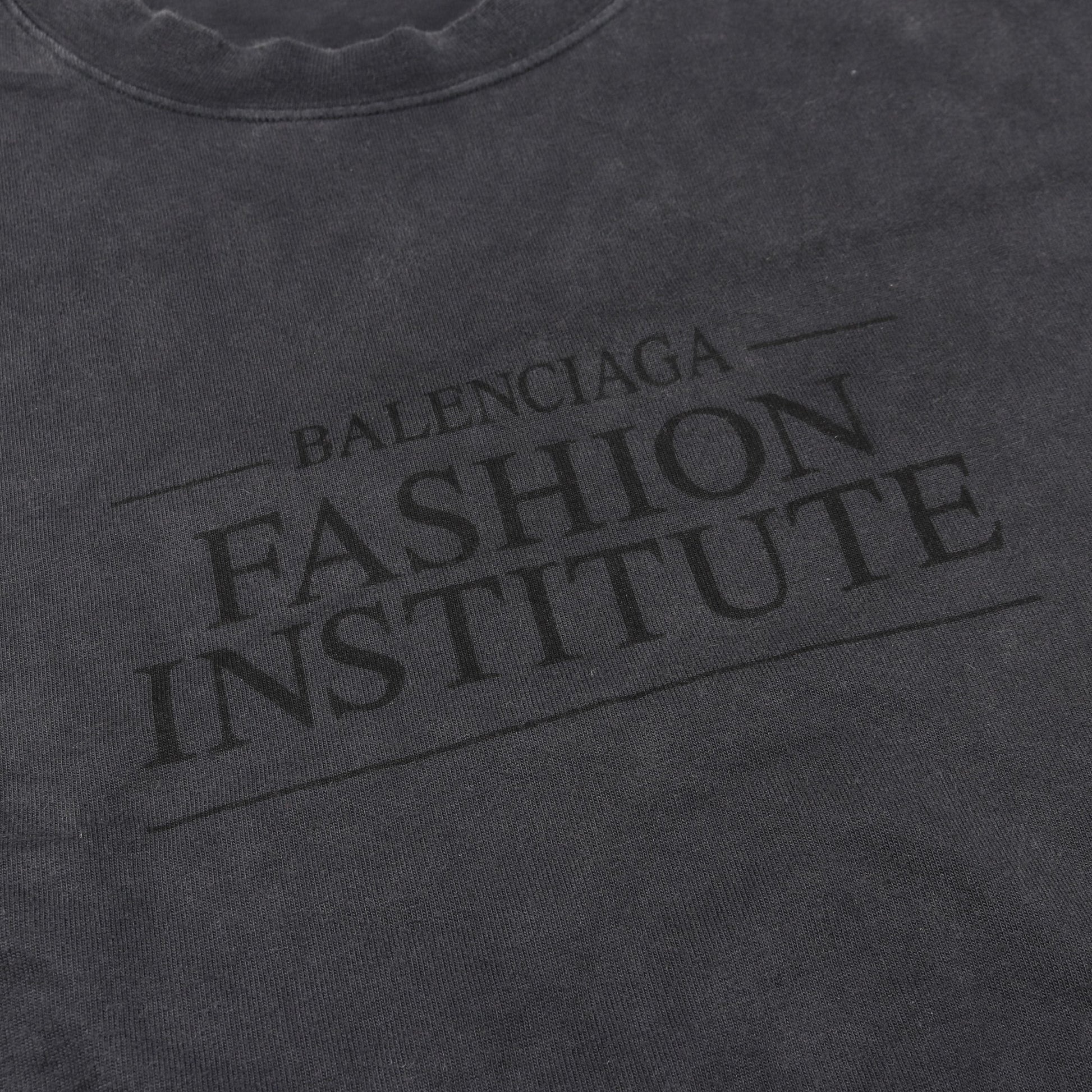 FASHION INSTITUTE Tシャツ クルーネック コットン ダークグレー バレンシアガ トップス BALENCIAGA