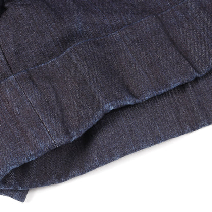 ショート デニムパンツ シルク コットン インディゴブルー ハイ  