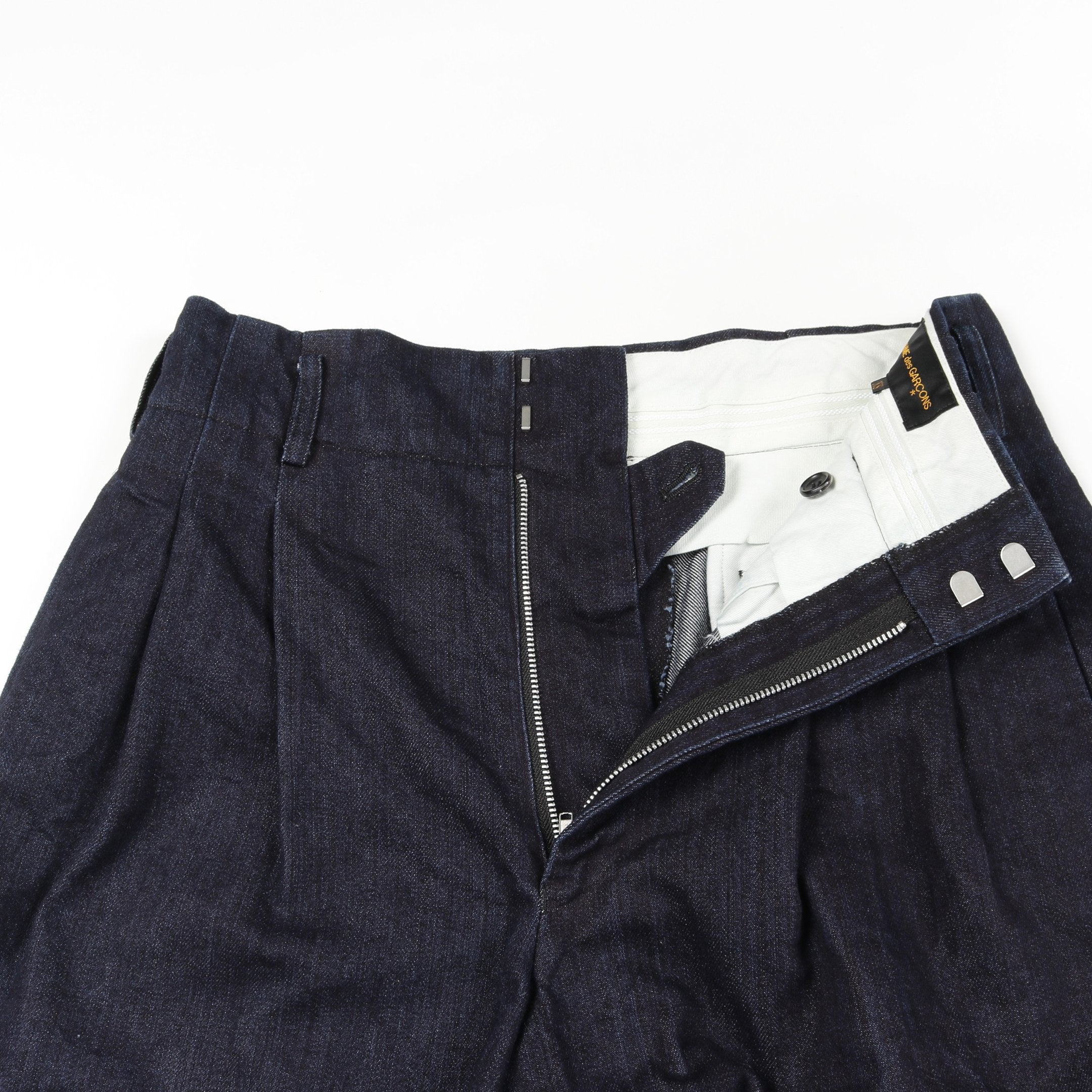 ショート デニムパンツ シルク コットン インディゴブルー ハイ