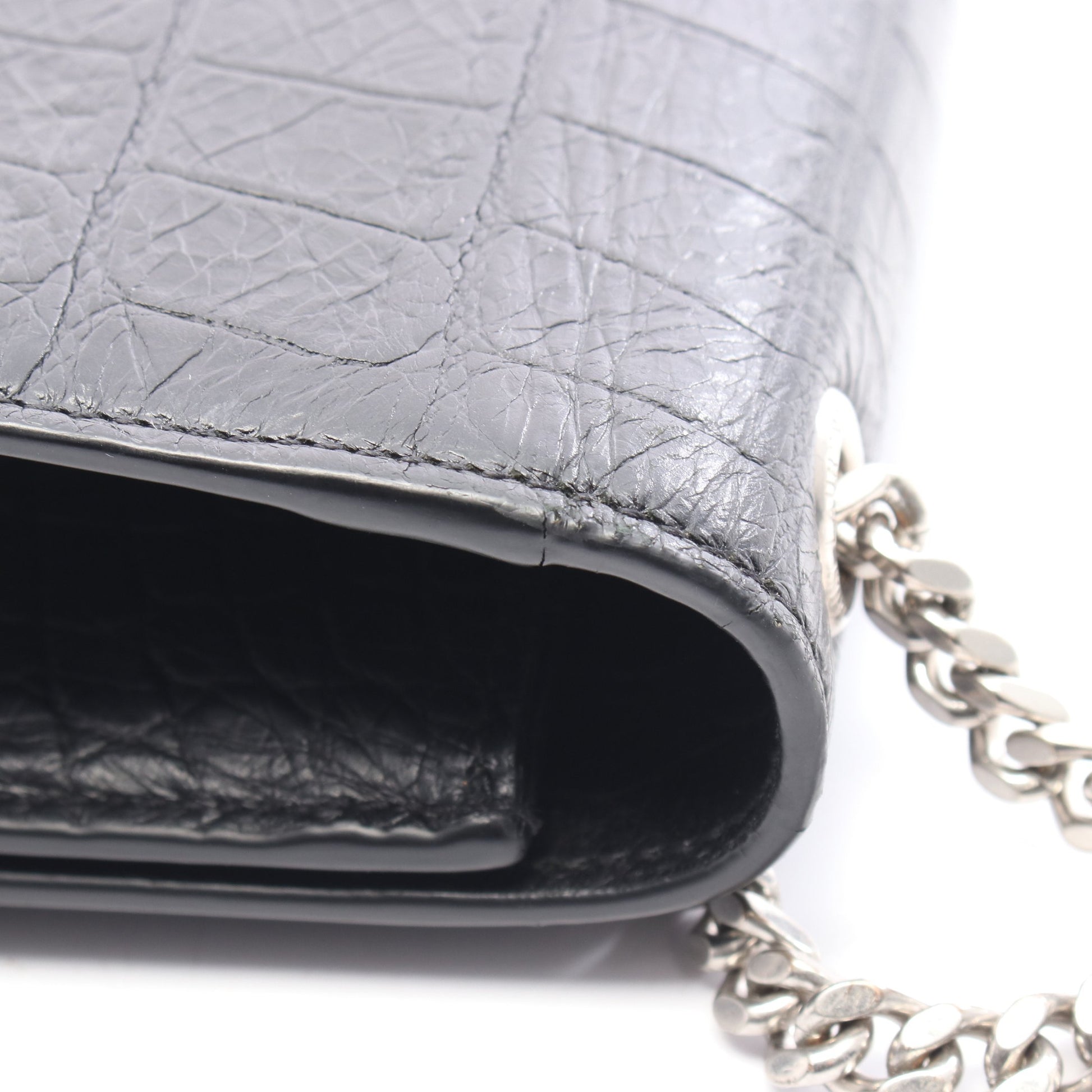 ケイト タッセル ミディアム チェーンショルダーバッグ レザー ブラック クロコ型押し サンローランパリ バッグ SAINT LAURENT PARIS
