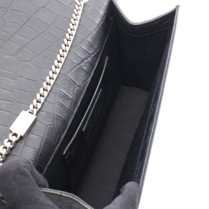 ケイト タッセル ミディアム チェーンショルダーバッグ レザー ブラック クロコ型押し サンローランパリ バッグ SAINT LAURENT PARIS
