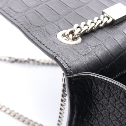 ケイト タッセル ミディアム チェーンショルダーバッグ レザー ブラック クロコ型押し サンローランパリ バッグ SAINT LAURENT PARIS