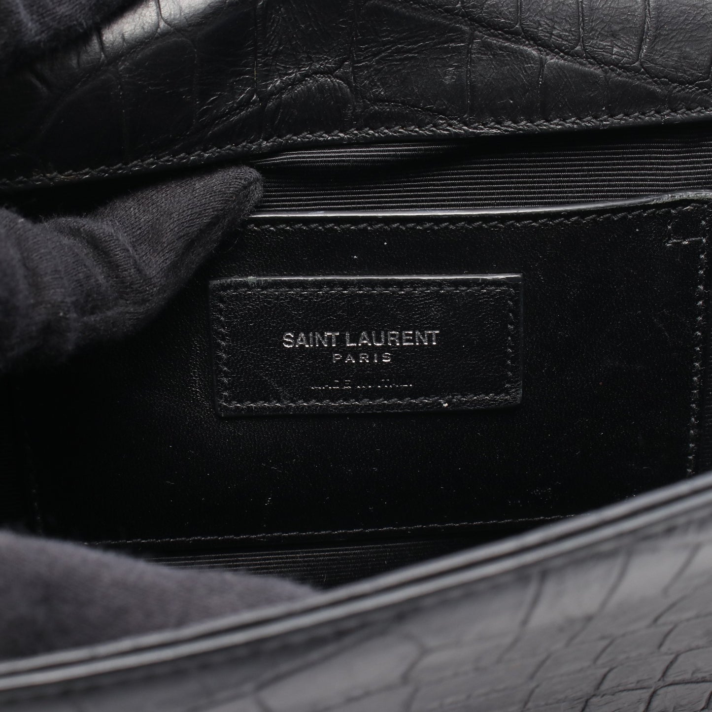 ケイト タッセル ミディアム チェーンショルダーバッグ レザー ブラック クロコ型押し サンローランパリ バッグ SAINT LAURENT PARIS
