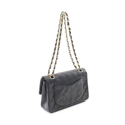 マトラッセ Wフラップ Wチェーンショルダーバッグ ラムスキン ブラック ゴールド金具 ヴィンテージ シャネル バッグ CHANEL