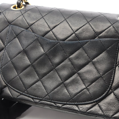 マトラッセ Wフラップ Wチェーンショルダーバッグ ラムスキン ブラック ゴールド金具 ヴィンテージ シャネル バッグ CHANEL