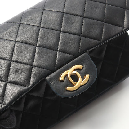 マトラッセ Wフラップ Wチェーンショルダーバッグ ラムスキン ブラック ゴールド金具 ヴィンテージ シャネル バッグ CHANEL