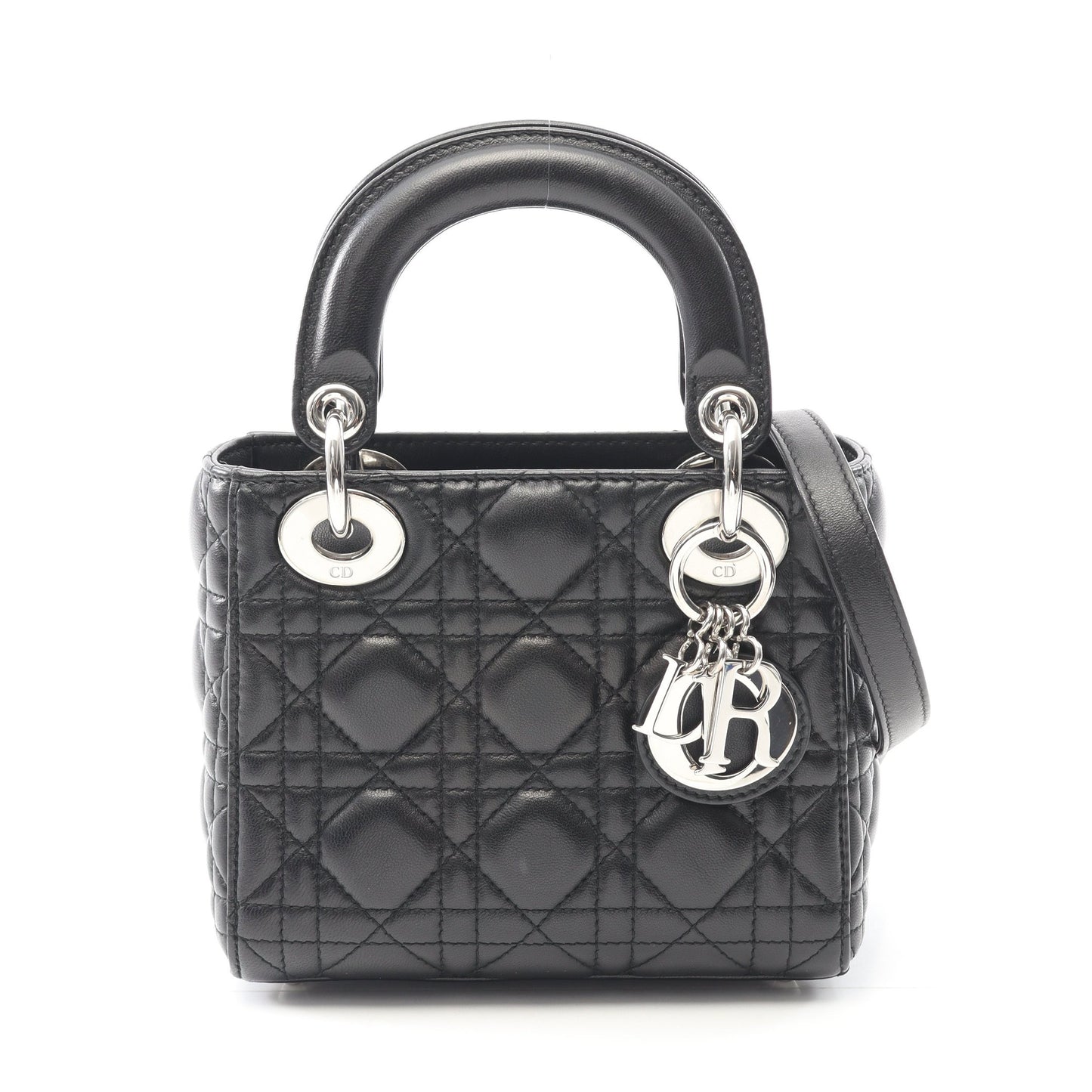 レディディオール ミニ カナージュ ハンドバッグ レザー ブラック 2WAY クリスチャンディオール バッグ Christian Dior