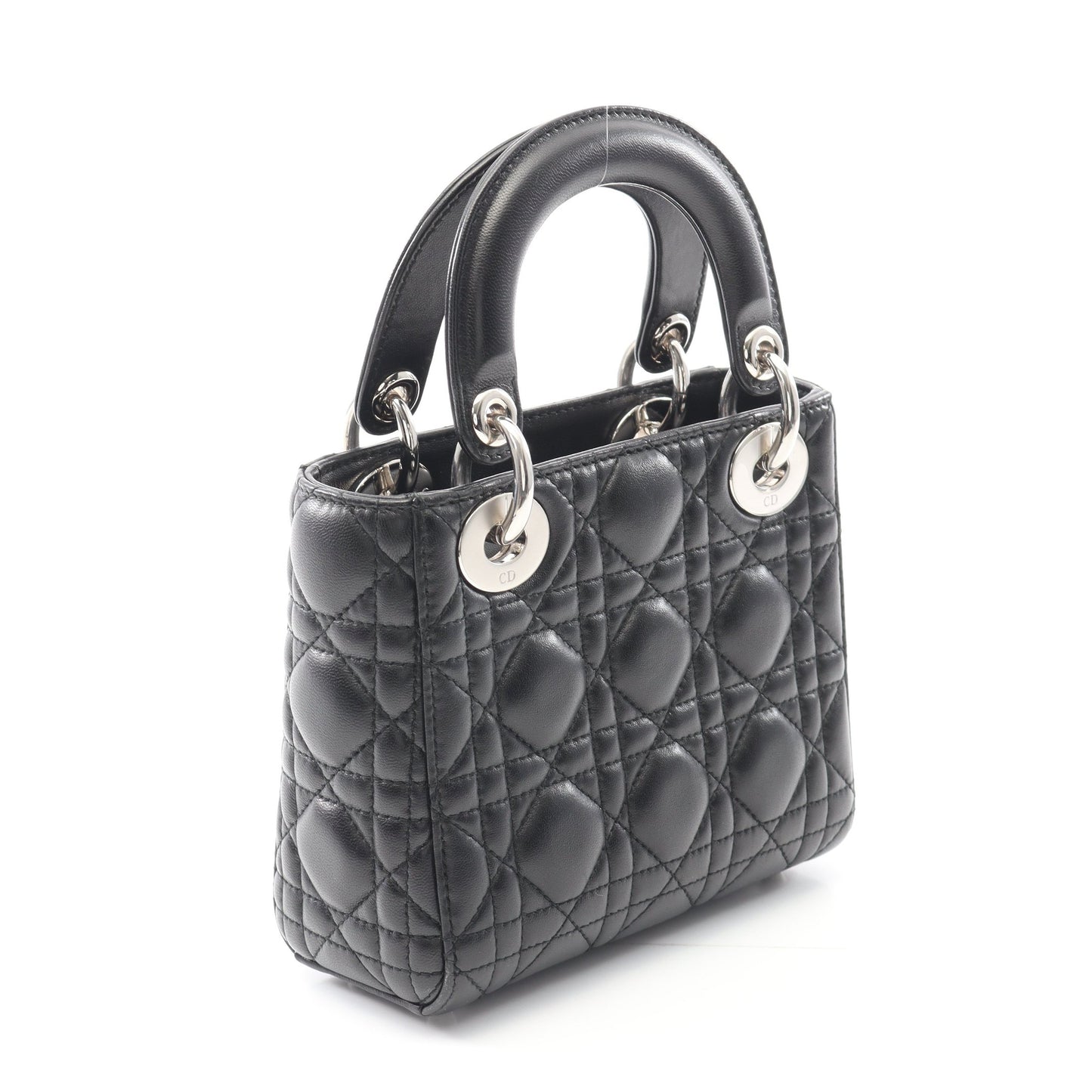 レディディオール ミニ カナージュ ハンドバッグ レザー ブラック 2WAY クリスチャンディオール バッグ Christian Dior