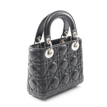 レディディオール ミニ カナージュ ハンドバッグ レザー ブラック 2WAY クリスチャンディオール バッグ Christian Dior