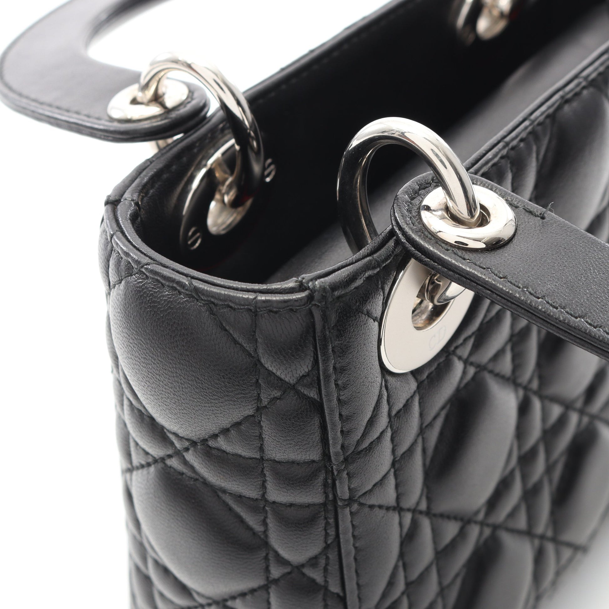 レディディオール ミニ カナージュ ハンドバッグ レザー ブラック 2WAY クリスチャンディオール バッグ Christian Dior
