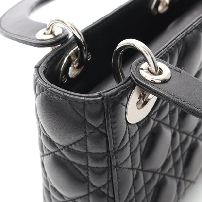 レディディオール ミニ カナージュ ハンドバッグ レザー ブラック 2WAY クリスチャンディオール バッグ Christian Dior