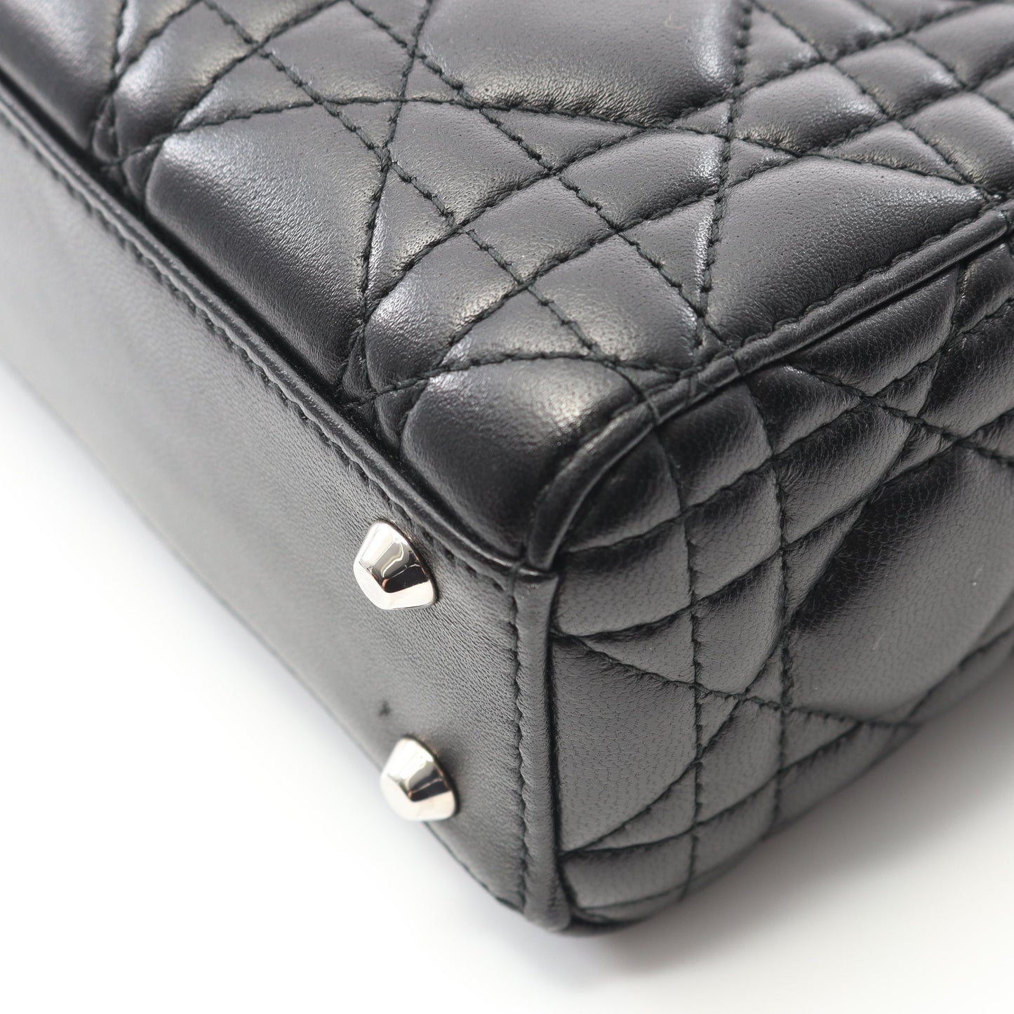 レディディオール ミニ カナージュ ハンドバッグ レザー ブラック 2WAY クリスチャンディオール バッグ Christian Dior