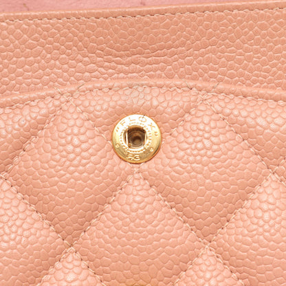 マトラッセ Wフラップ Wチェーンショルダーバッグ キャビアスキン ピンク ゴールド金具 シャネル バッグ CHANEL