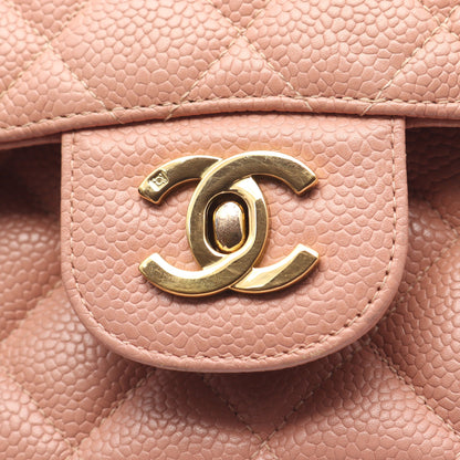 マトラッセ Wフラップ Wチェーンショルダーバッグ キャビアスキン ピンク ゴールド金具 シャネル バッグ CHANEL