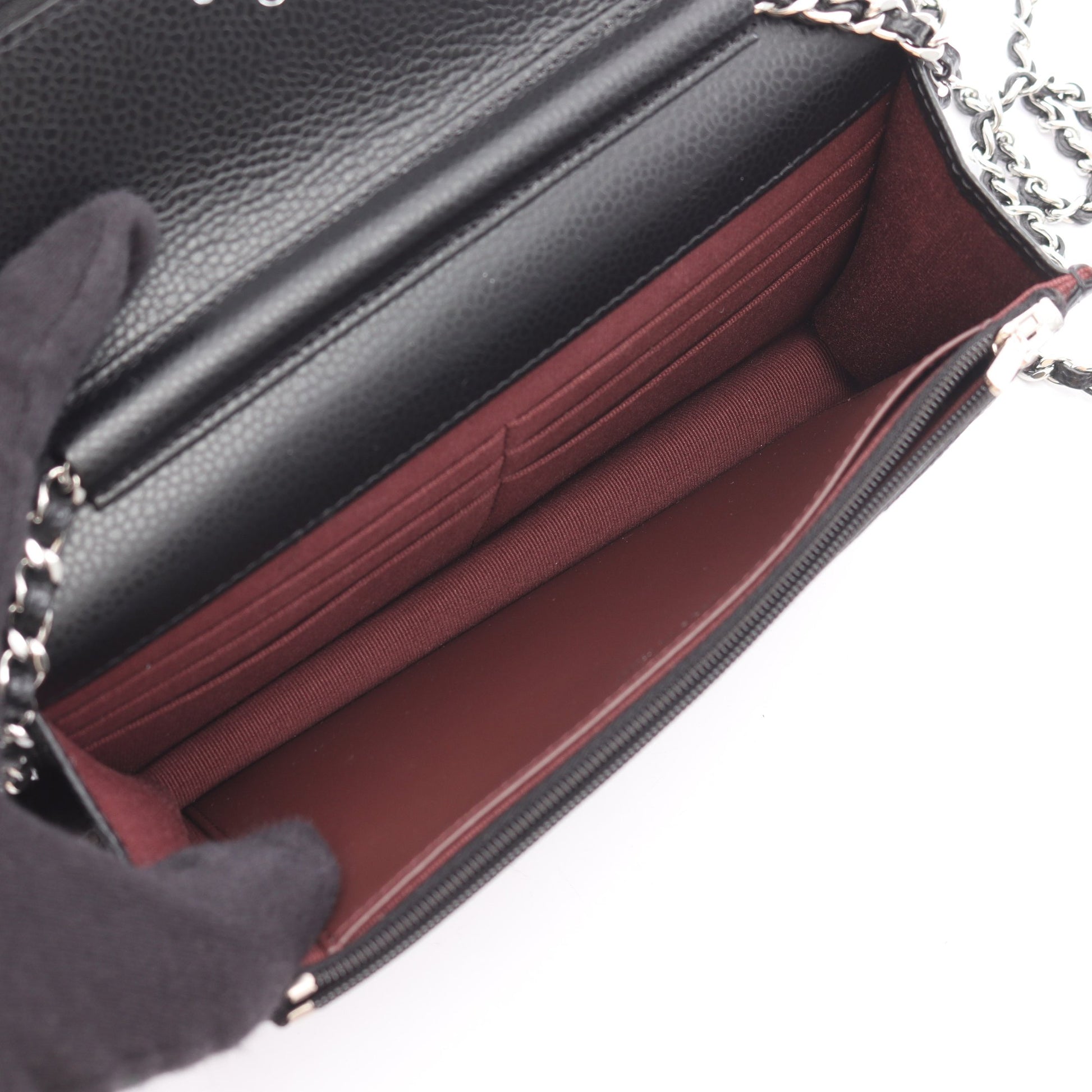 マトラッセ チェーンウォレット キャビアスキン ブラック シルバー金具 シャネル バッグ CHANEL