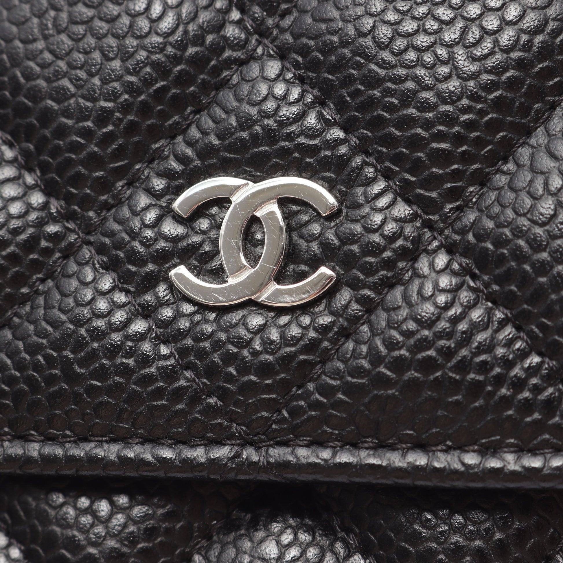 マトラッセ チェーンウォレット キャビアスキン ブラック シルバー金具 シャネル バッグ CHANEL