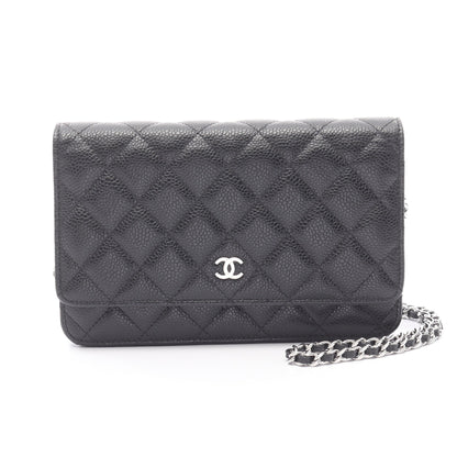 マトラッセ チェーンウォレット キャビアスキン ブラック シルバー金具 シャネル バッグ CHANEL